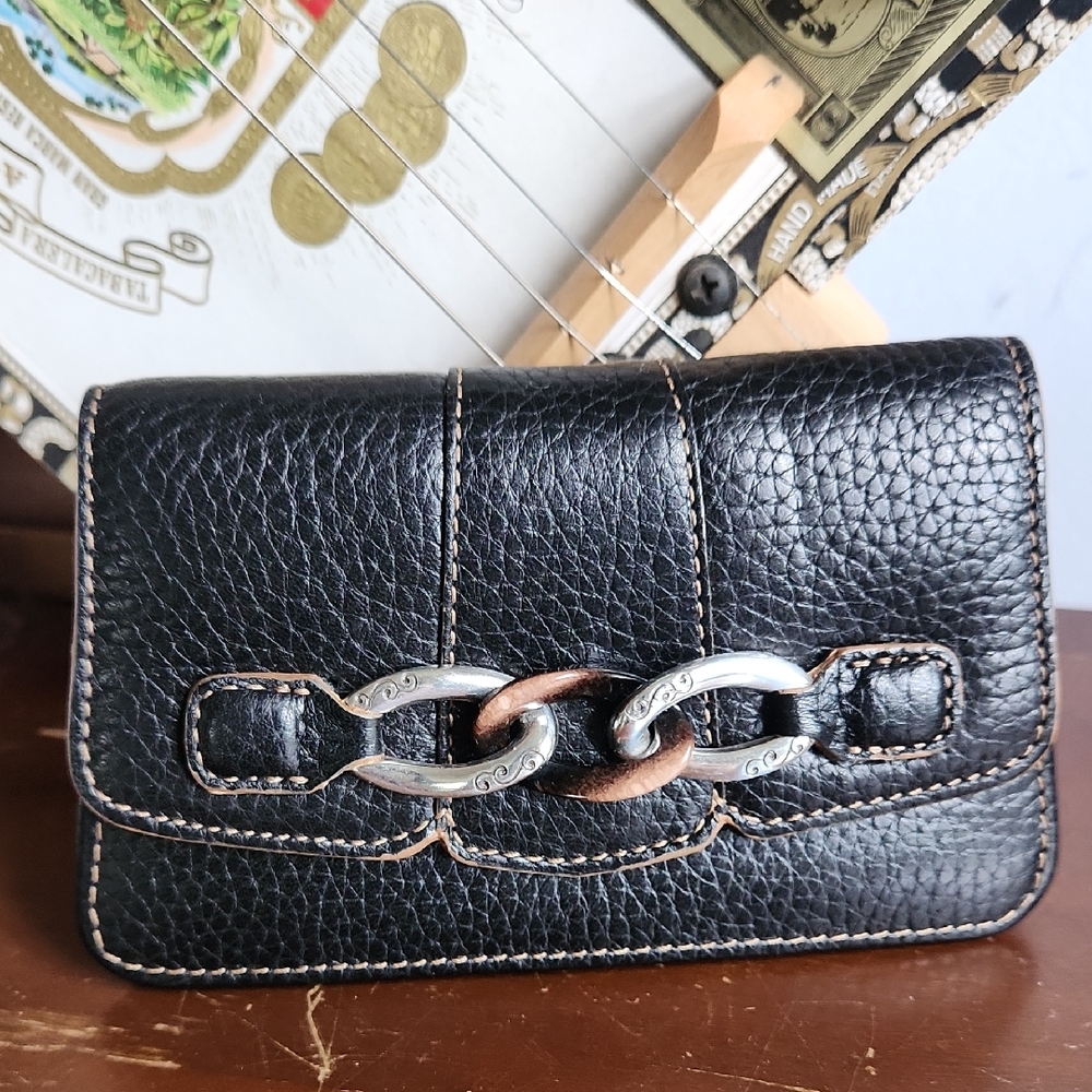 Brighton Isadora Pebbled Leather Wallet with Chain Detail